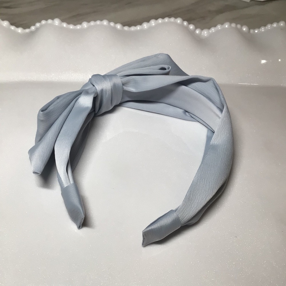 Kristin Ess Satin Headband Vintage Blue With Gift Box-something blue-old money